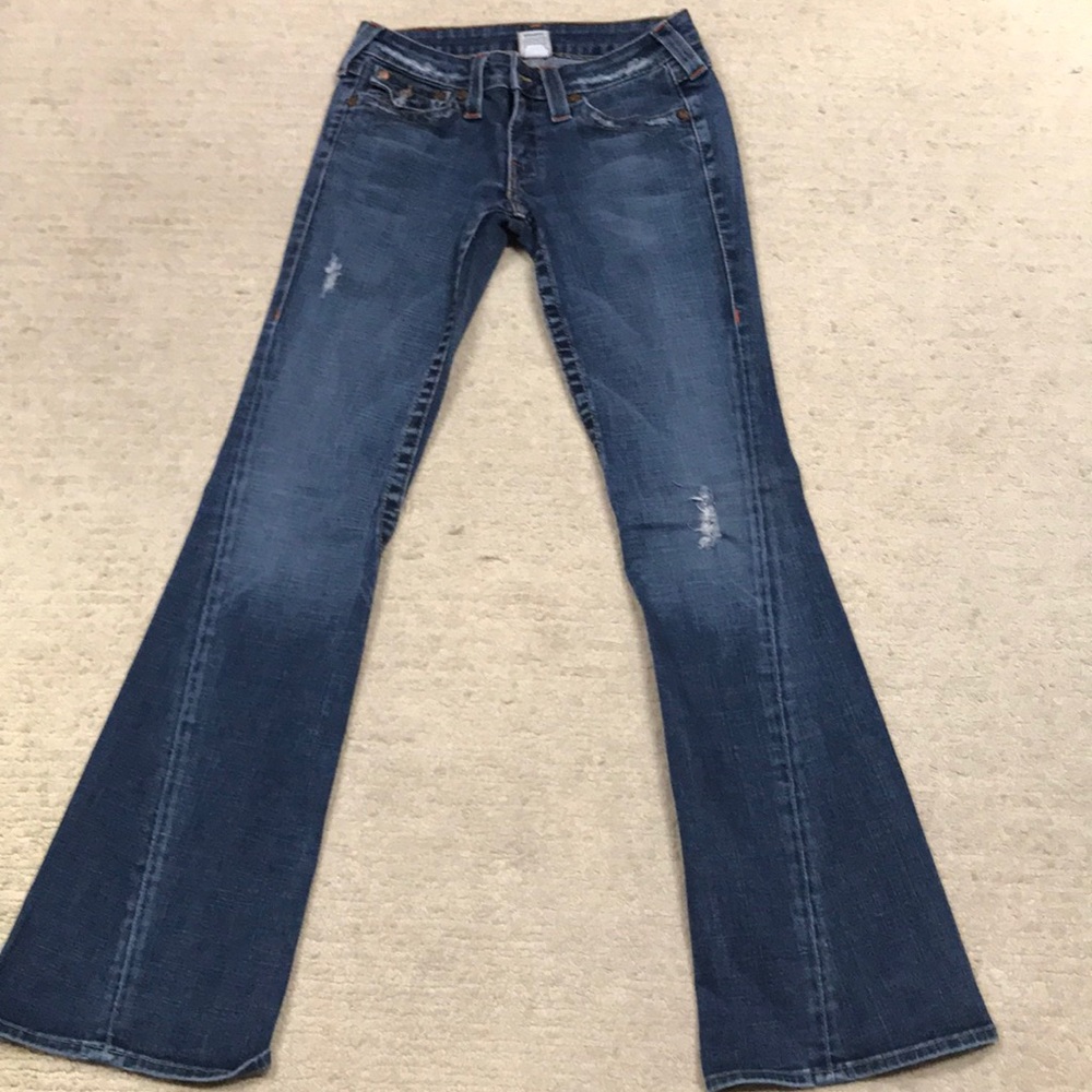 Jeans- True Religion with flared bottoms